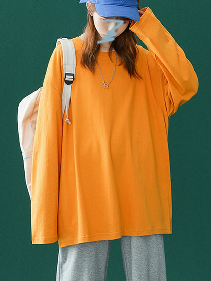 2025 Autumn Long Sleeve T-Shirt Women Basic Tee Shirt Oversize T Shirt Women Casual O-Neck Women Tshirt