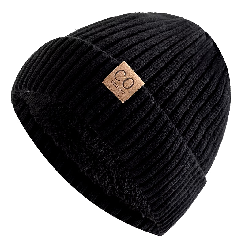 New Unisex Two-Tone Winter Hats Add Fur Lined Men and Women Fashion Warm Beanie Cap Casual Winter Knitted Hats