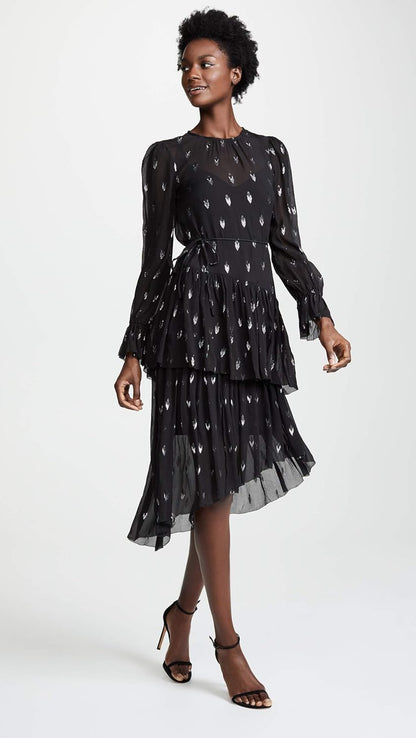 Women'S Maylene Dress, Caviar, Black, Print, Xx-Small